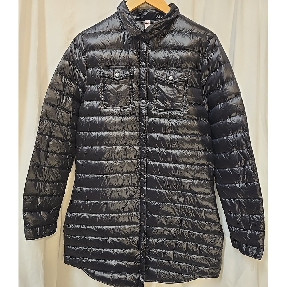 Cotes Of London The Eton Long Down‎ Shirt Lightweight Jacket  Snaps Black L - Picture 2 of 7